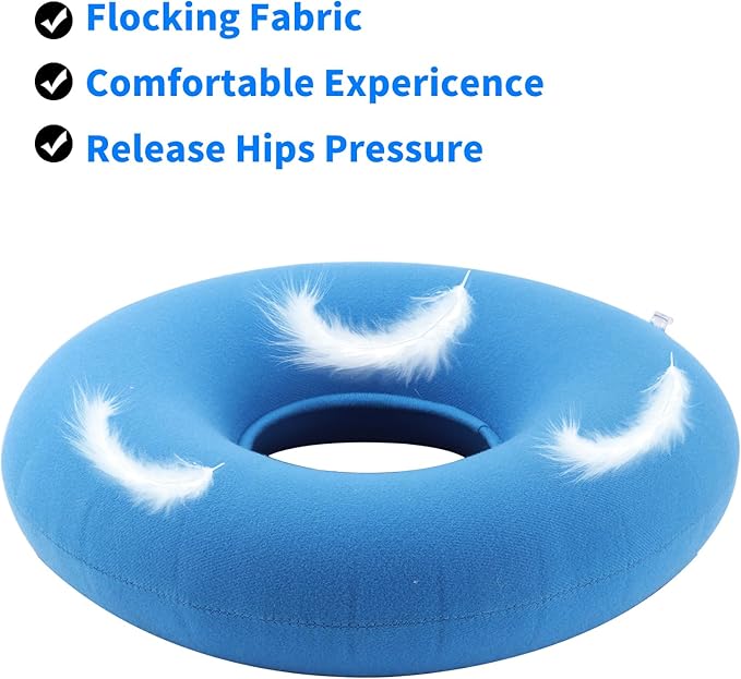 2 Pack Inflatable Donut Pillow Ring Seat 15 Inch Round Portable Donut Cushion Pillow for Home Office Chair Wheelchair Car, 2 Colors
