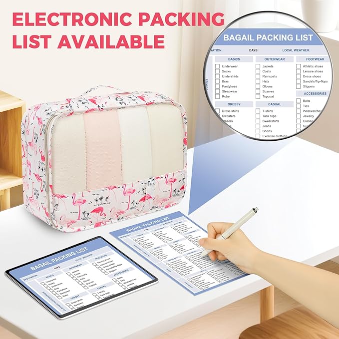 BAGAIL 9 Set Packing Cubes with Packing List Luggage Packing Organizers for Travel Accessories