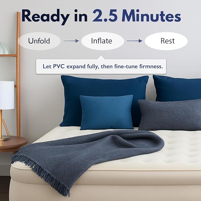 King Koil Luxury California King Air Mattress with Built-in Pump for Home, Camping & Guests - King Size Inflatable Airbed Luxury Double High Adjustable Blow Up Mattress, Durable Waterproof