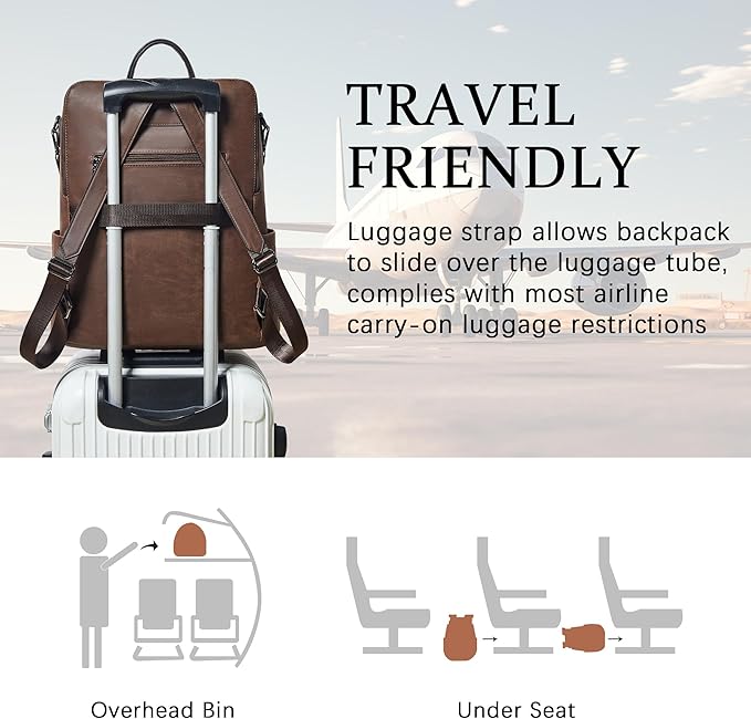 Shrrie Vegan Leather Laptop Backpack for Women 15.6 inch Work Backpack Fashion Travel Backpack Purse for Business College