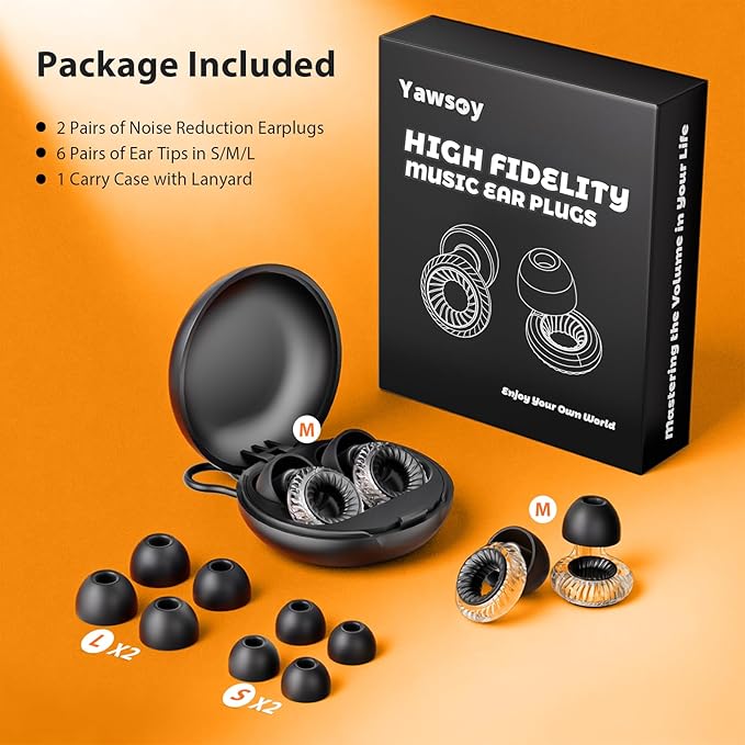 Concert Ear Plugs 2.0, Upgraded High Fidelity Noise Cancelling Ear Plugs, Hearing Protection for Concerts, Musicians, Live Events, Sports & DJs, 20dB Noise Reduction Earplugs (2 Pack)