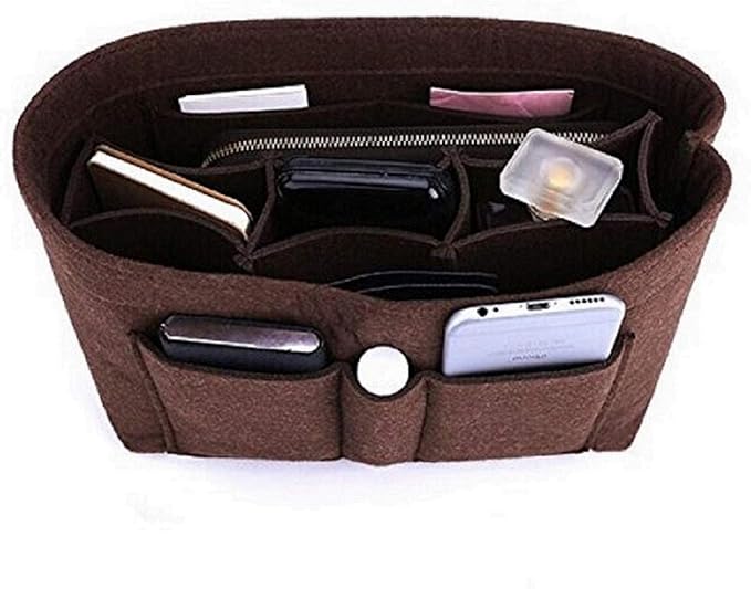 ZTUJO Purse Organizer Insert, Felt Bag Organizer For Handbag Purse Organizer,13 Colors, 6 Size (Small, Coffee)
