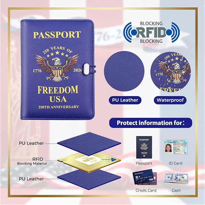 Melsbrinna Premium Leather Passport Holder Covers Case, Waterproof Rfid Blocking Travel Wallet Passport Holder with Pen Holder, Cute Passport Book for Women/Men