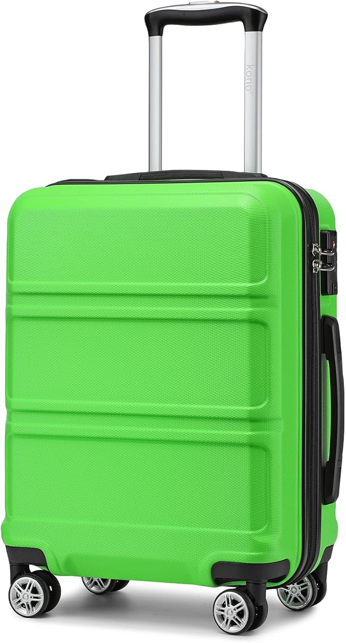 Kono 20'' Carry on Luggage with Spinner Wheel TSA Lock, Lightweight PC+ABS Hardside Luggage Durable Small Carry on Suitcase Apple Green