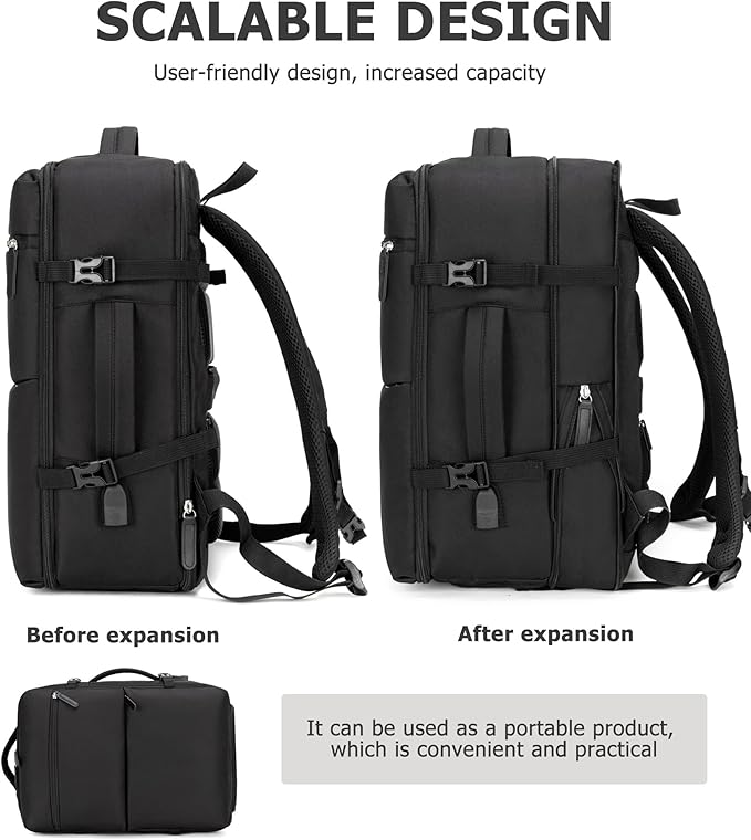 feilario 2 Piece Set Aluminium Frame PC Hard Shell Spinner Wheels Luggage,22.5"X15"X9.5" Airline Approved Built-In TSA lock Carry on Suitcase, with Cup Holder, USB Port, Phone Holder