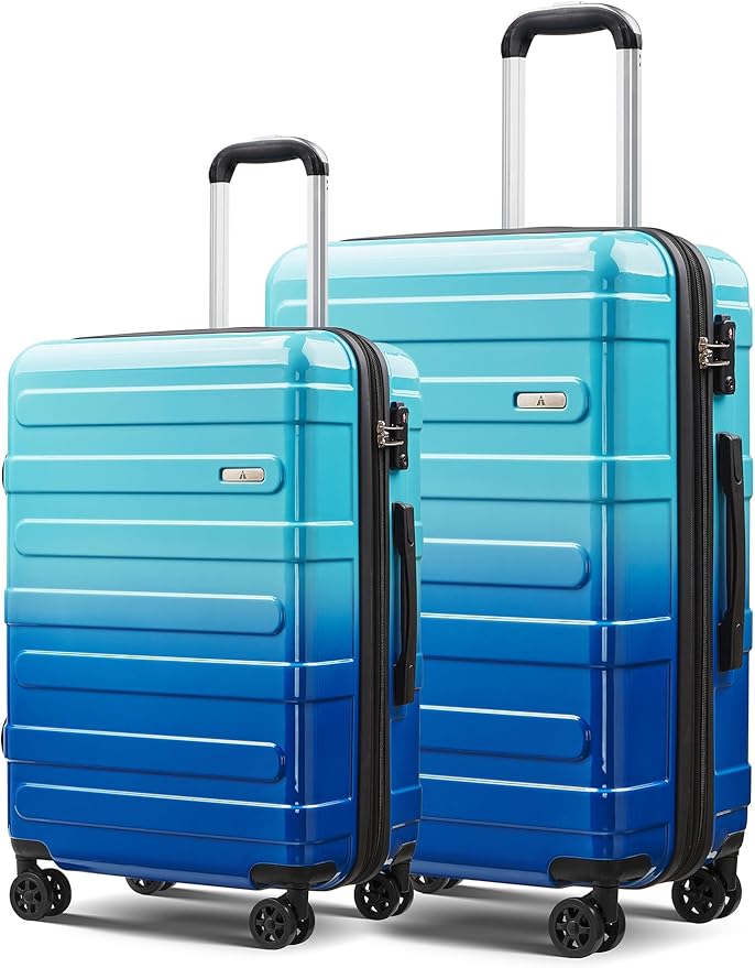 Tolino Luggage 2 Piece（20in/24inch Expandable Luggage Hardshell PC+ABS Leopard Suitcase with Spinner Wheels TSA Lock, Lightweight Rolling Suitcase for Women