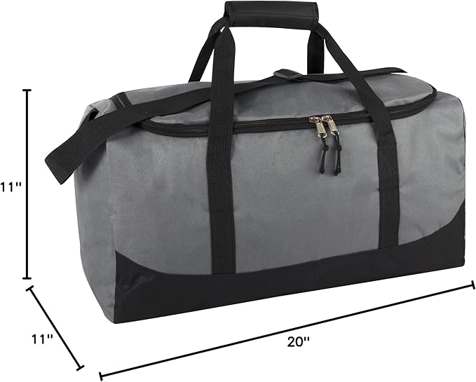 20 Inch, 40 Liter Duffel Bag for Men, Women Travel Weekender Overnight Carry-on Shoulder Duffel Tote Bag (Grey)