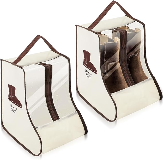 2 Set Boot Storage Bag, Portable Boots Protector Bag Dust Proof Travel Shoe Bags with Handle Boots Organizer for Packing Travel and Daily Use (Short)