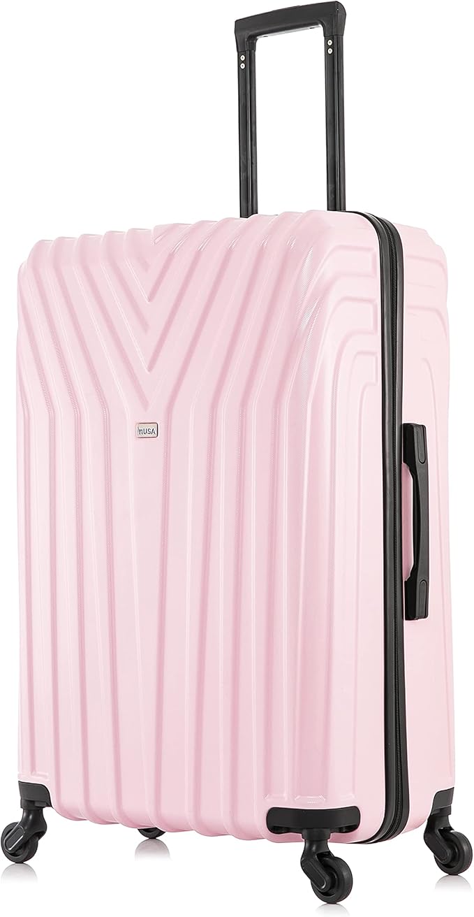 InUSA VASTY Luggage with Spinner Wheels | Durable Lightweight Hardside Suitcase, Travel Bag with Handle and Trolley, 28-Inch Large Checked Luggage | Pink
