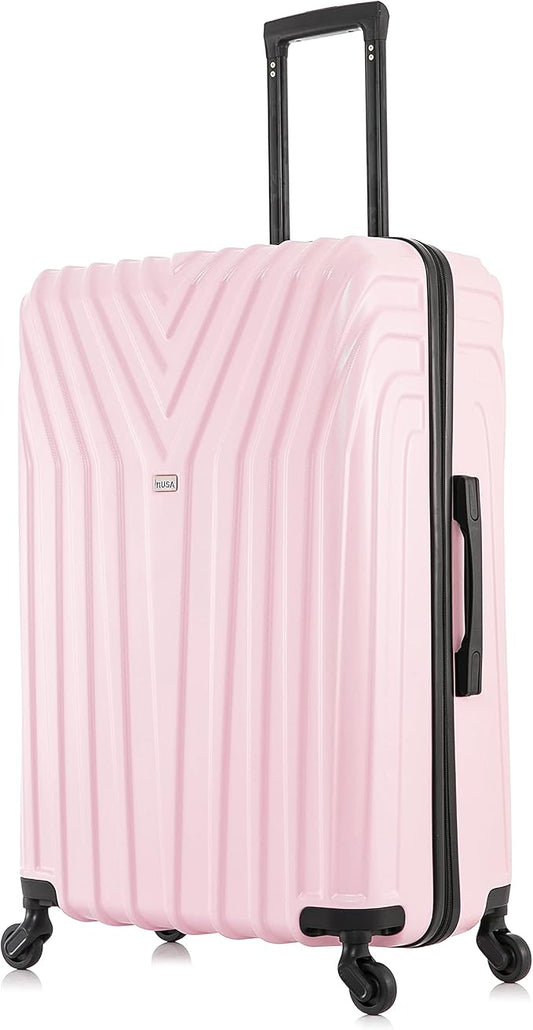 InUSA VASTY Luggage with Spinner Wheels | Durable Lightweight Hardside Suitcase, Travel Bag with Handle and Trolley, 28-Inch Large Checked Luggage | Pink