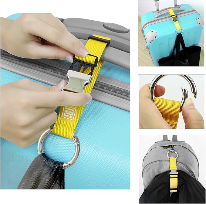 2PCS Heavy Duty Add a Bag Luggage Strap Jacket Gripper,Carry-on Baggage Suitcase Straps Belts Travel Accessories