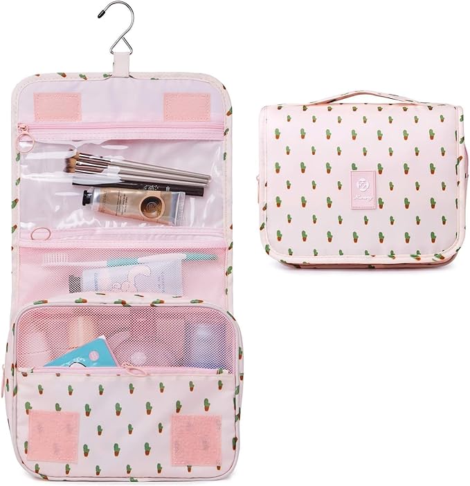 Narwey Small Hanging Travel Toiletry Bag for Women, Travel Bag for Toiletries, Makeup Bag Organizer Make Up Bags Cosmetic Bags for Girls
