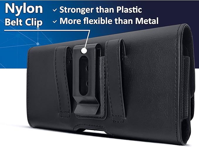 DeBin Holster for Large iPhone Plus, Pro Max Models 16 15 14 13 12 11 Xs Max – Cell Phone Belt Holder Case with Clip, Built-in ID Card Pouch (Fits Phone with Case on), Black