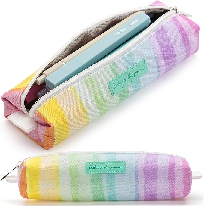 Mr. Pen- Cute Pencil Case Pouch, Rainbow Design, Multipurpose Canvas Bible Pencil Pouch