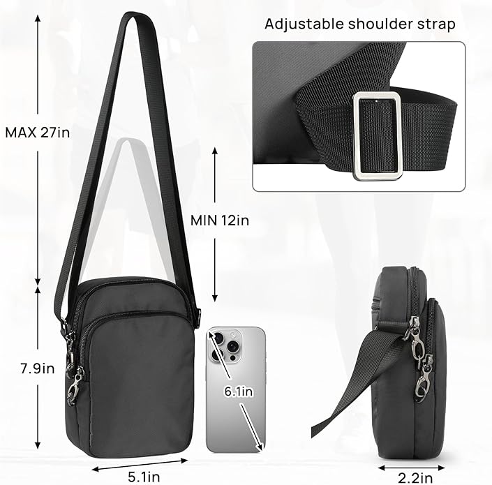 VADOO Sling Bag for Men Women, Anti Theft Crossbody Bag with Zipper Lock, RFID Blocking & Waterproof for Travel Casual