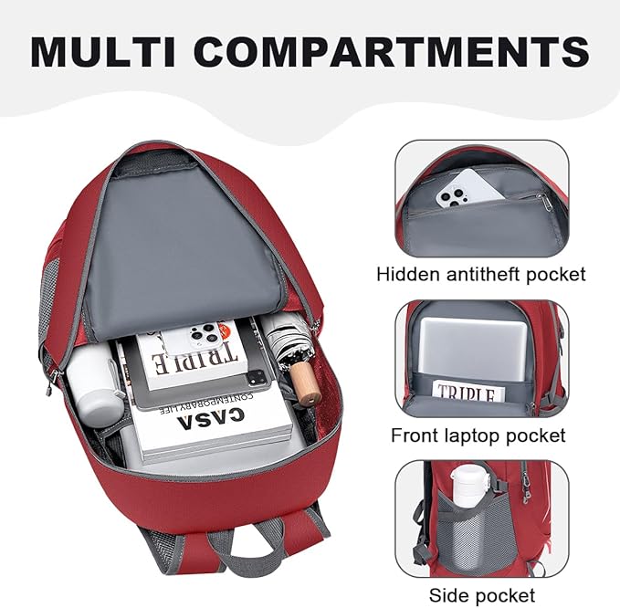 MIYCOO Backpack - Ultra Lightweight Packable Backpack for Travel Camping, Hiking Back Pack Waterproof Foldable Daypack for Men Women Red