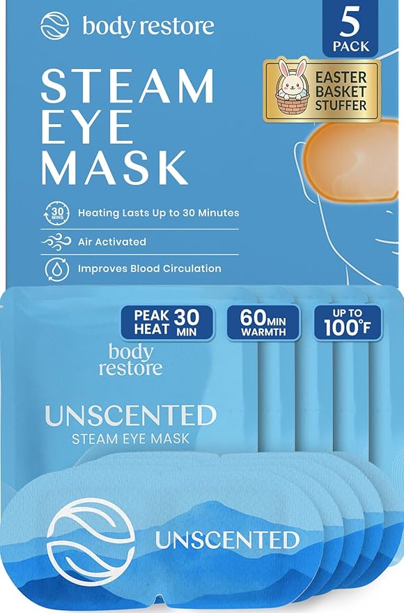 Body Restore Heated Eye Mask 5 Pack – Easter Basket Stuffers, Easter Birthday Gifts for Women & Men, Steam Warm Compress for Dry Eyes, Stye Eye Treatment, Eye Patch – Unscented