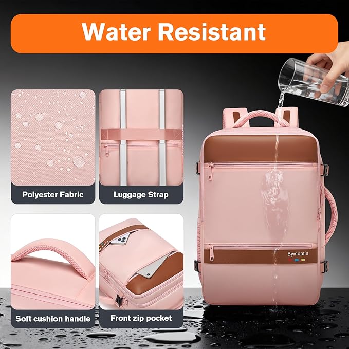 Smart Suitcase-style Laptop Backpack, 25L / 35L Practical Travel Bag for Work, Leisure & Flight, Luggage-Style Commuter Pack (Pink, 35L)