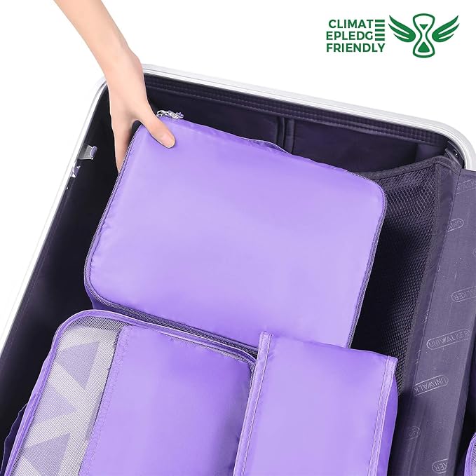 BAGAIL 8 Set Packing Cubes Luggage Packing Organizers for Travel Accessories-Light Purple