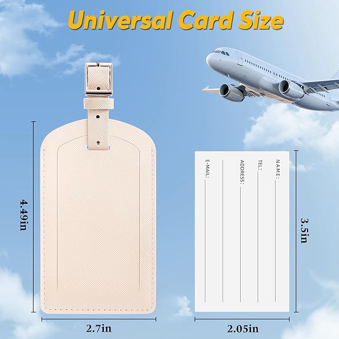 3 Pack Luggage Tags for Suitcases, TSA Approved Bag Tags, Baggage Tags with Privacy Protection, Travel Essentials Luggage Accessories, Cream White