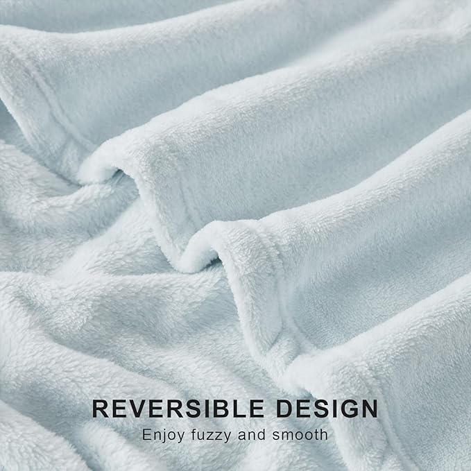 Hansleep Fleece Ice Blue Full Blanket, Super Soft Flannel Fuzzy Plush Cozy Blanket for All Seasons, Ice Blue, Full 84x90 Inches