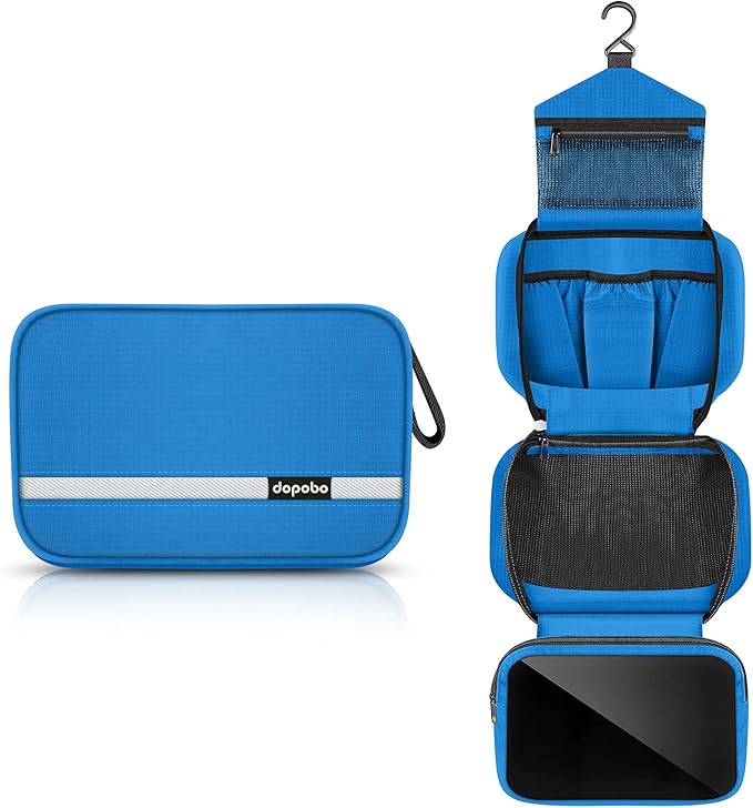 dopobo Travel Toiletry Bag for Women, Dopp Kit for Men, Waterproof Makeup Bag Shaving Bag with Hanging Hook, Portable Toiletry Organizer for Traveling and Camping