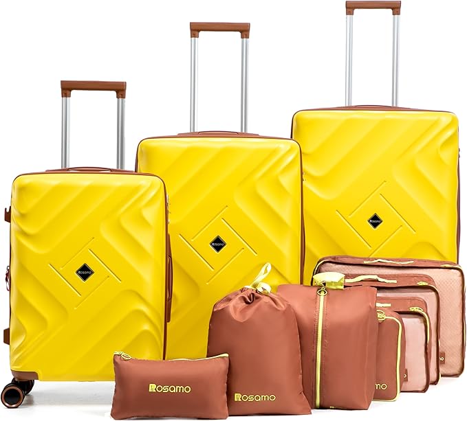 10 piece Luggage Set Expandable Suitcase 22x14x9 Airline Approved Carry on, ABS Hard Case Suitcases with Spinner Wheels,TSA Lock