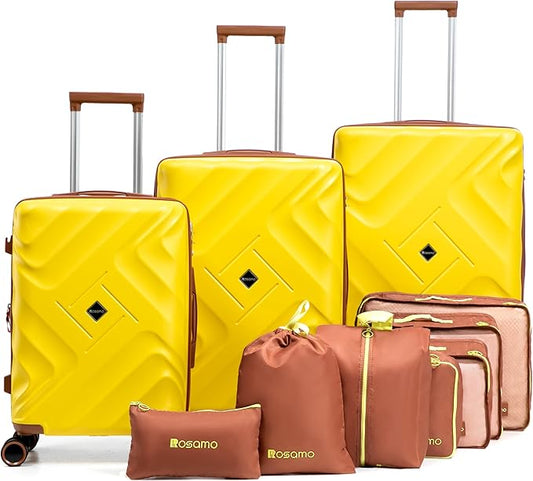 10 piece Luggage Set Expandable Suitcase 22x14x9 Airline Approved Carry on, ABS Hard Case Suitcases with Spinner Wheels,TSA Lock