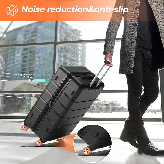 8-Piece Silicone Luggage Wheel Covers-For Dual-Row Spinner Wheels (2.0"-2.4")Diameter Only-Reduces Noise and Prevents Scratches-Designed for Wheels with a Top Clearance Greater Than 0.12" (Orange)