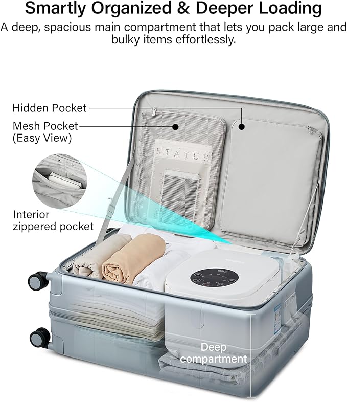 MILADA 24 Inch Checked Luggage, Expandable Hardshell Suitcase with 360° Spinner Wheels & TSA Lock, Lightweight Medium Rolling Luggage for Men and Women Travel, Grey