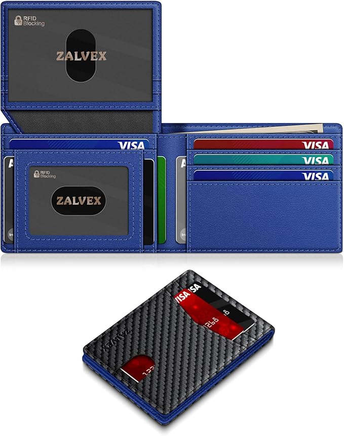 Wallet for Men Slim RFID Blocking Leather Credit Card Holder Wallet for 14 Cards, Bifold Minimalist Thin Wallet with 2 ID Windows & Cash Slot, Front Pockt Carteras Para Hombres, Birthday Gifts for Men