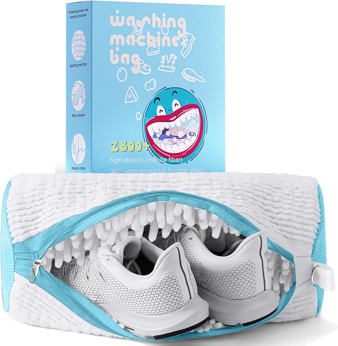 XXL Shoe Washing Machine Bag, Laundry Shoe Bag for Washer and Dryer, Laundry Shoe Bag Protect Sneaker, Running Shoes, Bras, Delicates and Toys, Includes 2 Shoes (White 1 Pack)