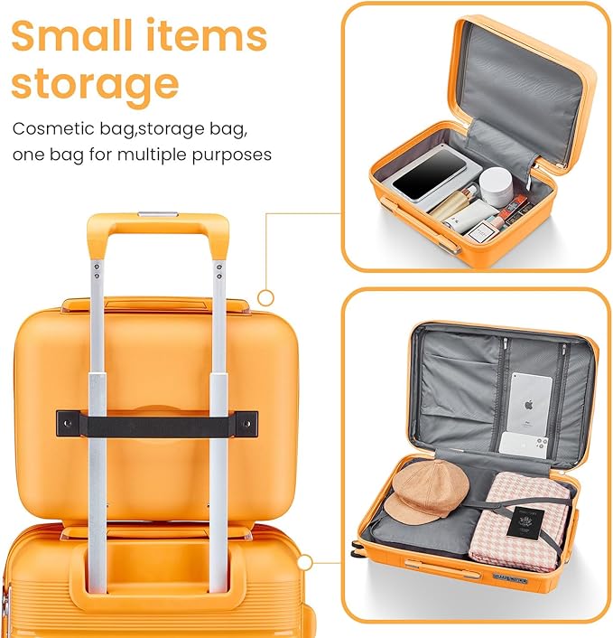 4 Piece Expandable Hardshell Pink Luggage Sets with Spinner Wheels, Lightweight Travel Suitcase Set with TSA Locks, 20 inch Carry On for Women (Orange, 4 Piece Set)