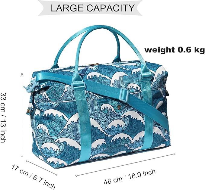 ESVAN Travel Tote Duffel Gym Bag,Weekender Overnight Carry-on Tote Crossbody Bag with Wet Pocket and Trolley Sleeve Upgraded