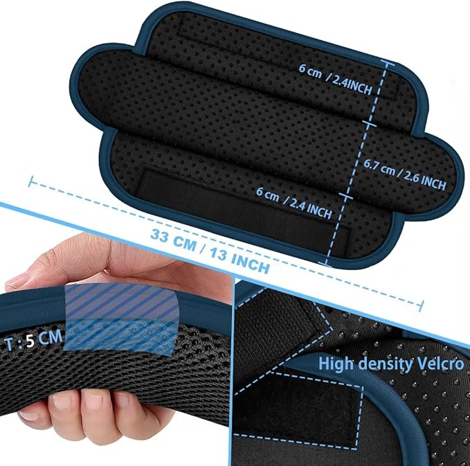 ZINZ 2-Pack Universal Shoulder Pad with Ultra thick Cushion for Bag Luggage Bag Crossbody, Plus Long & Anti-Slip & Breathable,Black Blue-2Pack