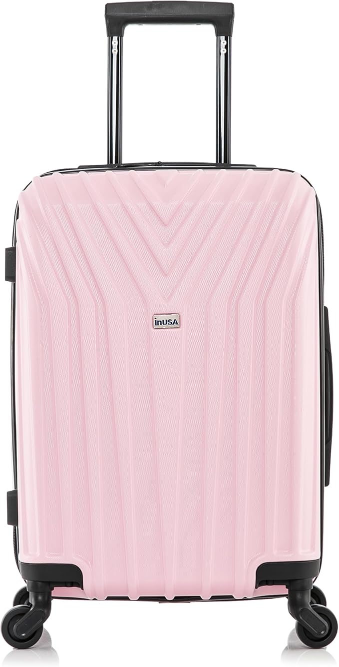 InUSA VASTY Luggage with Spinner Wheels | Durable Lightweight Hardshell Suitcase Travel Bag with Handle and Trolley 20-Inch Carry On Small Luggage | Pink