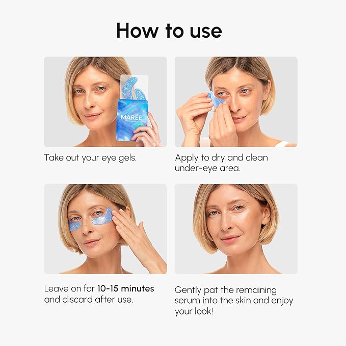MAREE Eye Gels - Cooling Pads Under Eye Patches for Puffy Eyes and Dark Circles with Collagen & Hyaluronic Acid - Anti Wrinkles Under Eye Masks Skincare Treatment for Puffiness - Parches Para Ojeras