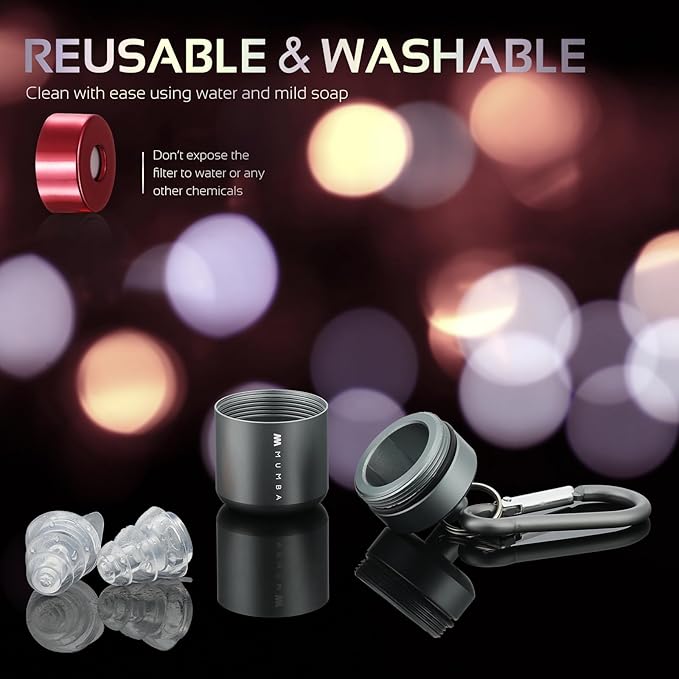 High Fidelity Concert Earplugs, Reusable Musicians Ear Plugs, 24dB Advanced Filter Technology Ear Protection for Music Festivals, DJs, Musicians, Wine Red
