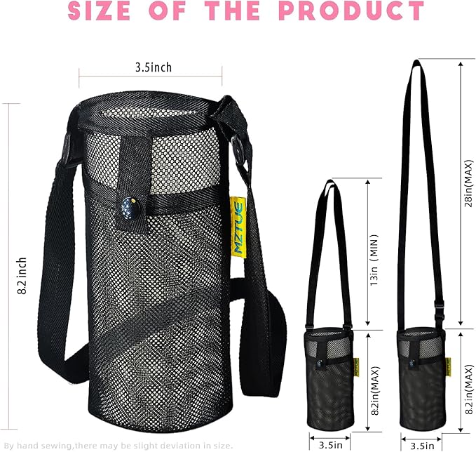 Water Bottle Holder with Strap, Premium Water Bottle Carrier with Strap Easy Clean, Light Water Bottle Carrier Bag, Water Bottle Holder with Pocket for Hiking, Walking, Travel