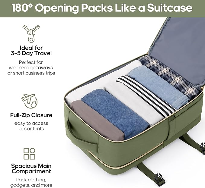 Luggage Sets 3 Piece, Carry On Luggage 20In With Spinner Wheels,PC Hardside Suitcase Set with TSA Lock,Durable Carry On Suitcase With Travel Backpack for Men (Military Green, 3 piece set (BP/20inch))