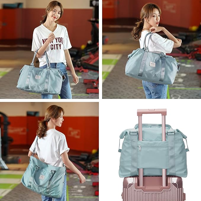 HYC00 Travel Duffel Bag,Carry-on Overnight Weekender Bags for Women,Sports Tote Gym Bag with Wet Pocket