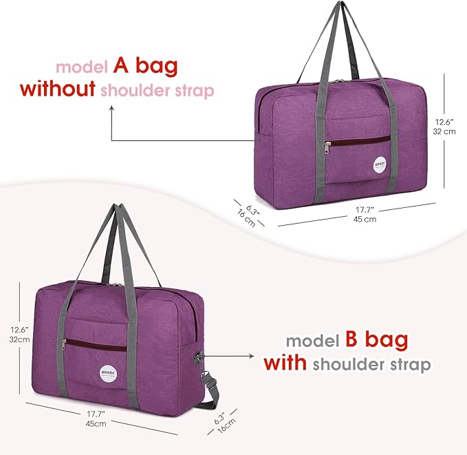WANDF For Spirit Airlines Personal Item Bag 18x14x8 Travel Duffel Bag Underseat Foldable Carry-on Luggage for Women