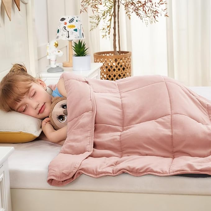 yescool Pink Weighted Blanket 5 Pounds Cooling Weighted Lap Blanket, Heavy Blanket for Sleeping, Weighted Throw Blanket Gifts for 40-60lbs, 40"x60"