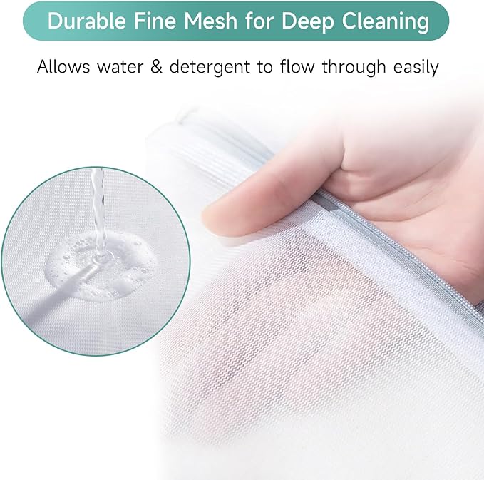 2 Pack Extra Large Mesh Laundry Bags, 24 x 31 in Fine Mesh Wash Bags for Big Items, Durable Zipper Laundry Bags for Pillows, Stuffed Animals, Pet Bedding & Blankets (Fine Mesh White, 2 XXXL Large)