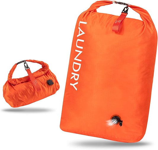 Travel Laundry Bag, Vacuum Compression Dirty Clothes Travel Bag, Waterproof Wet/Dry Space-Saving Laundry Storage Organizer, Smell Proof Storage Bag for Clothing, Swimming, Yoga, Gym, Camping