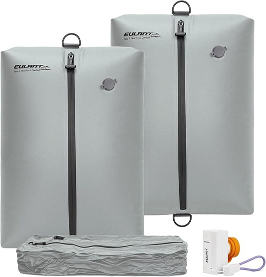 Reusable Vacuum Bags for Travel With Pump,Professional Waterproof IPX8 Zipper Vacuum Compression Bag for Suitcases Backpack,Space Saver Bags Packing Organizers forClothingPacking(2 Pack,Neutral Gray)