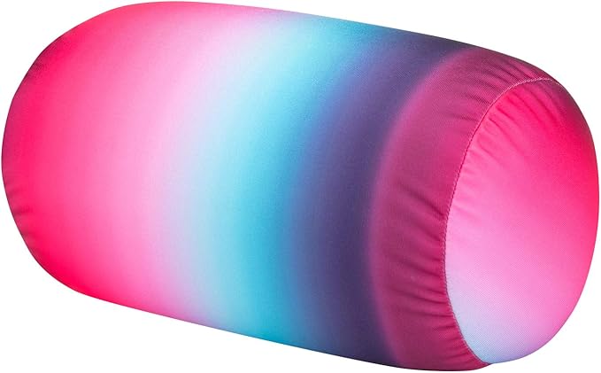 Squishy Microbead Neck Pillow, 7Inch x 12Inch Soft Travel Body Bed Pillow Bean Pillow for Kids Adult Chair Sleeping Car Seat, Fun Dormroom (Pink Blue)