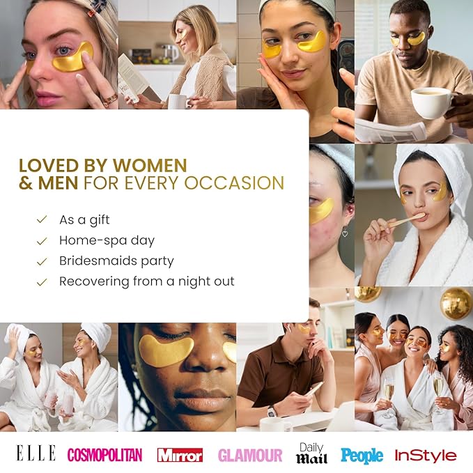 PLANTIFIQUE 24K Gold Eye Patches for Puffy Eyes | 30 Pairs | Gifts | Under Eye Masks for Dark Circles | Puffiness Eye Gels | Eye Mask Skincare