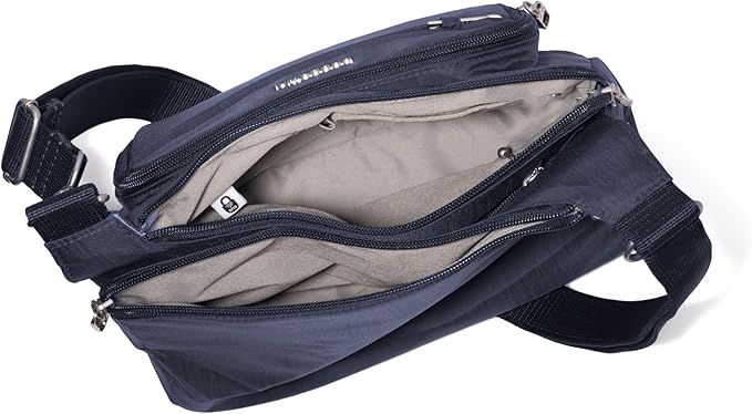 Baggallini Securtex Anti-theft Crossover Crossbody Bag 11”w X 8.5”h, Rfid, Built-in Wallet, Locking Zippers