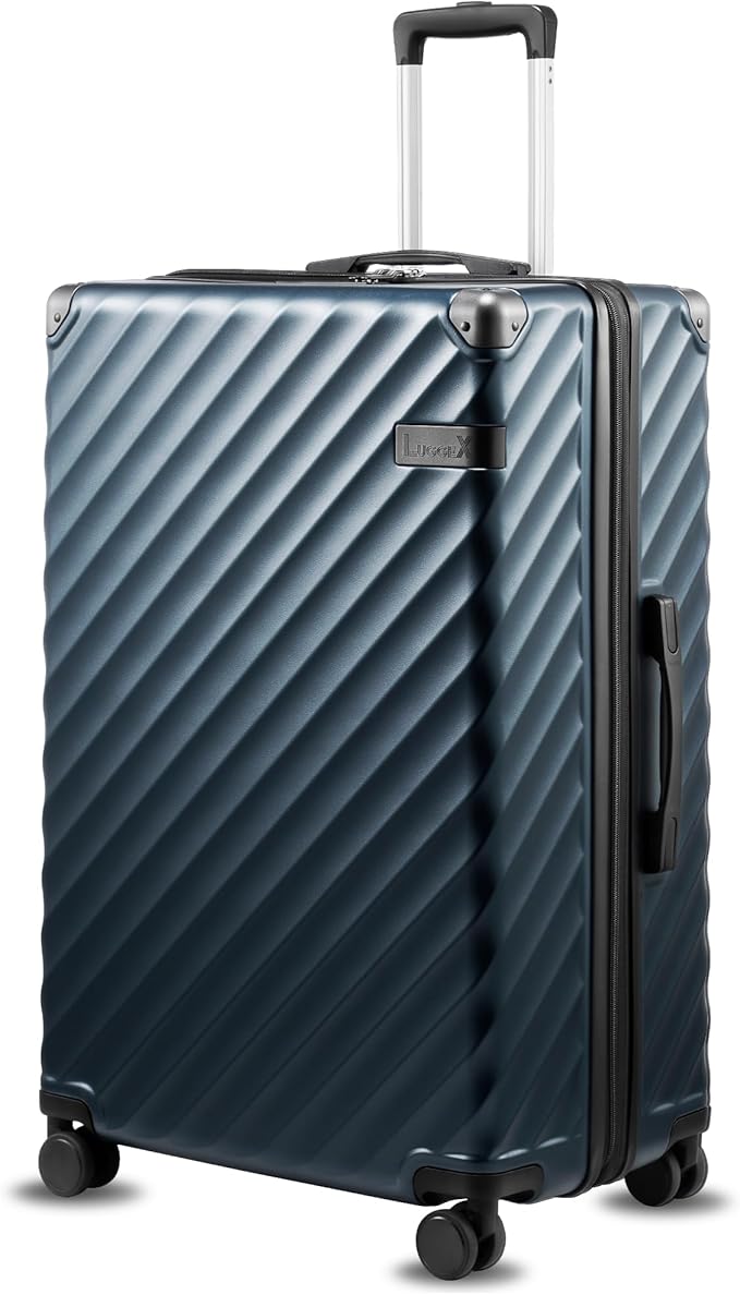 LUGGEX 28 Inch Luggage with Spinner Wheels, KVC Expandable Hardside Large Checked Suitcase (EX-Core, Navy, 28 Inch, 105L-113L)